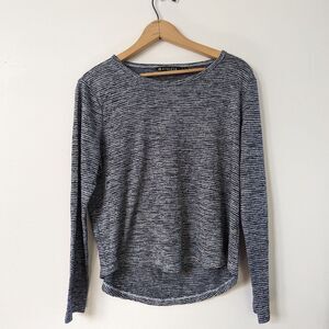 ATHLETA Navy Stripe Beyond Soft Cutout Breezy Open Back Pullover Tee S Small